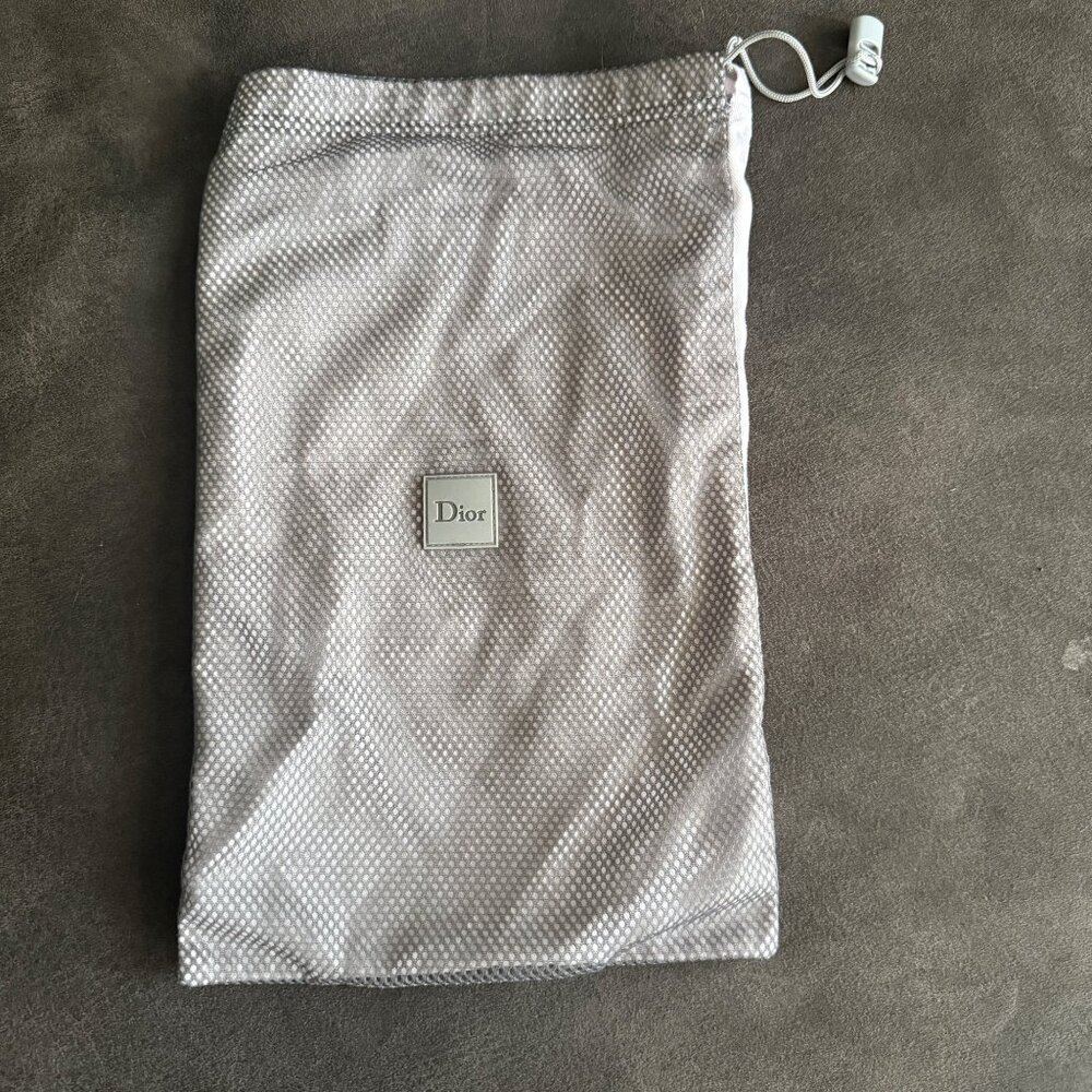 Dior White & Silver Mesh Drawstring Dust Bag 12"x8" For Accessories
